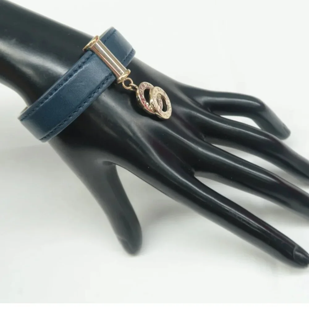 100% Authentic BVLGARI Leather Tag Cuff Bracelet - Picture 12 of 12